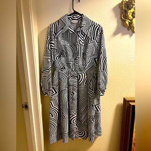 🖤🤍 🖤 Vintage Geometric Fit and Flare Op Art Dress 🤍🖤🖤 vintage size 12 🖤🤍 50s 60s